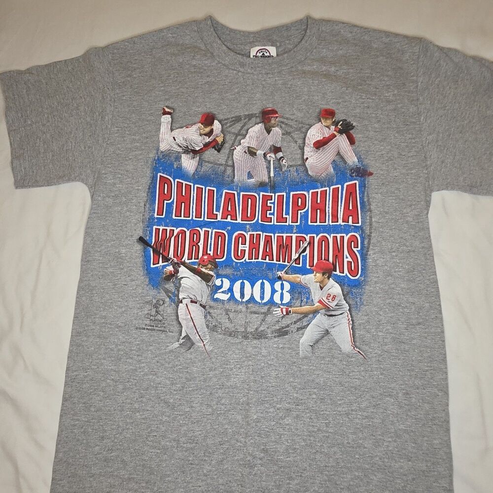 Philadelphia Phillies 2008 World Champions T-Shirt Vintage Delta Pro Weight Sz S